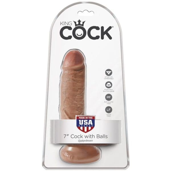 KING COCK - REALISTIC PENIS WITH BALLS 13.2 CM CARAMEL 6